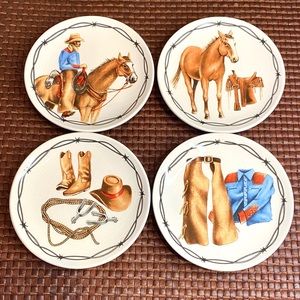 🌶🫒🍸ROUND WESTERN DESIGN APPETIZER 🌮 Plates
